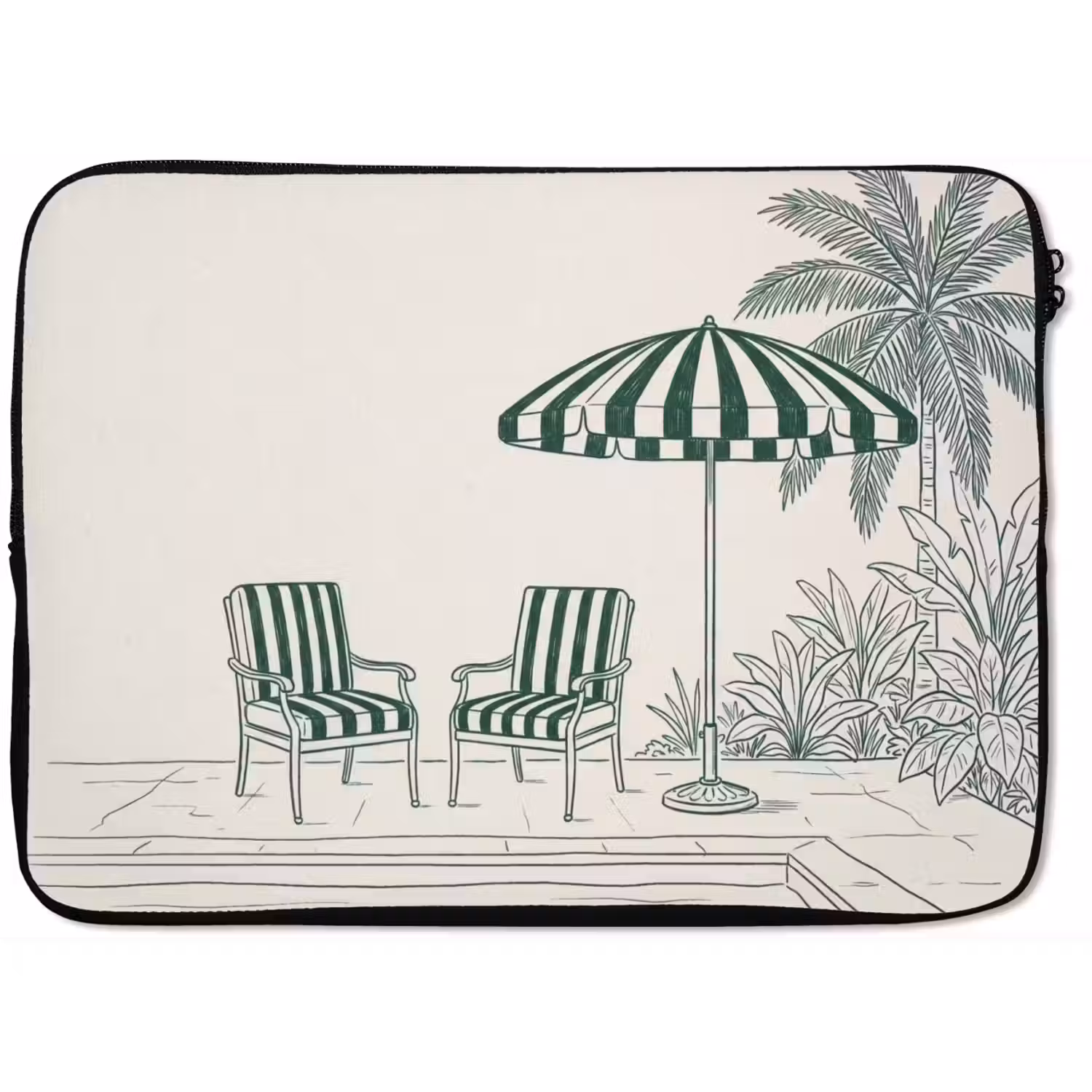 Terras - Illustratie - Groen laptophoes neopreen klein -zkaufland3dotto