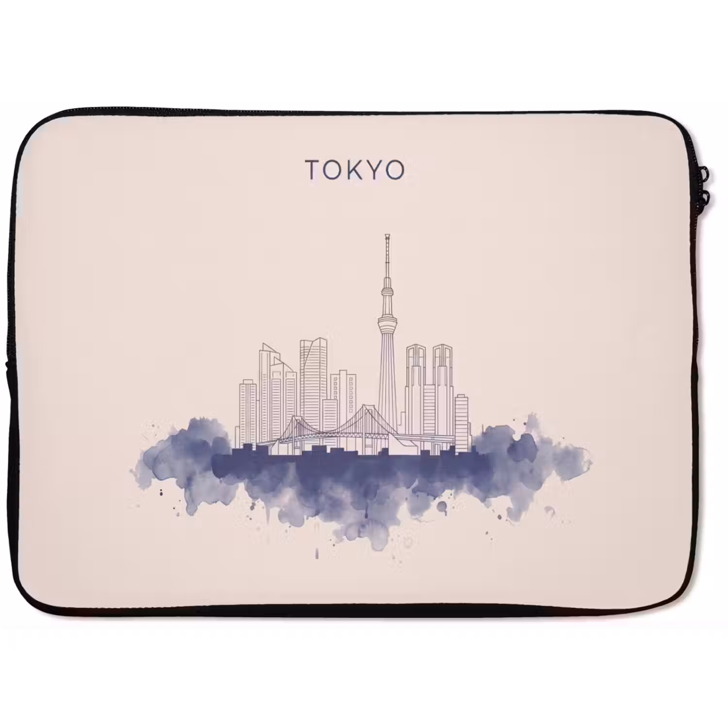 Tokyo - Skyline - Stad - Abstract - Blauw laptophoes neopreen klein -zkaufland3dotto