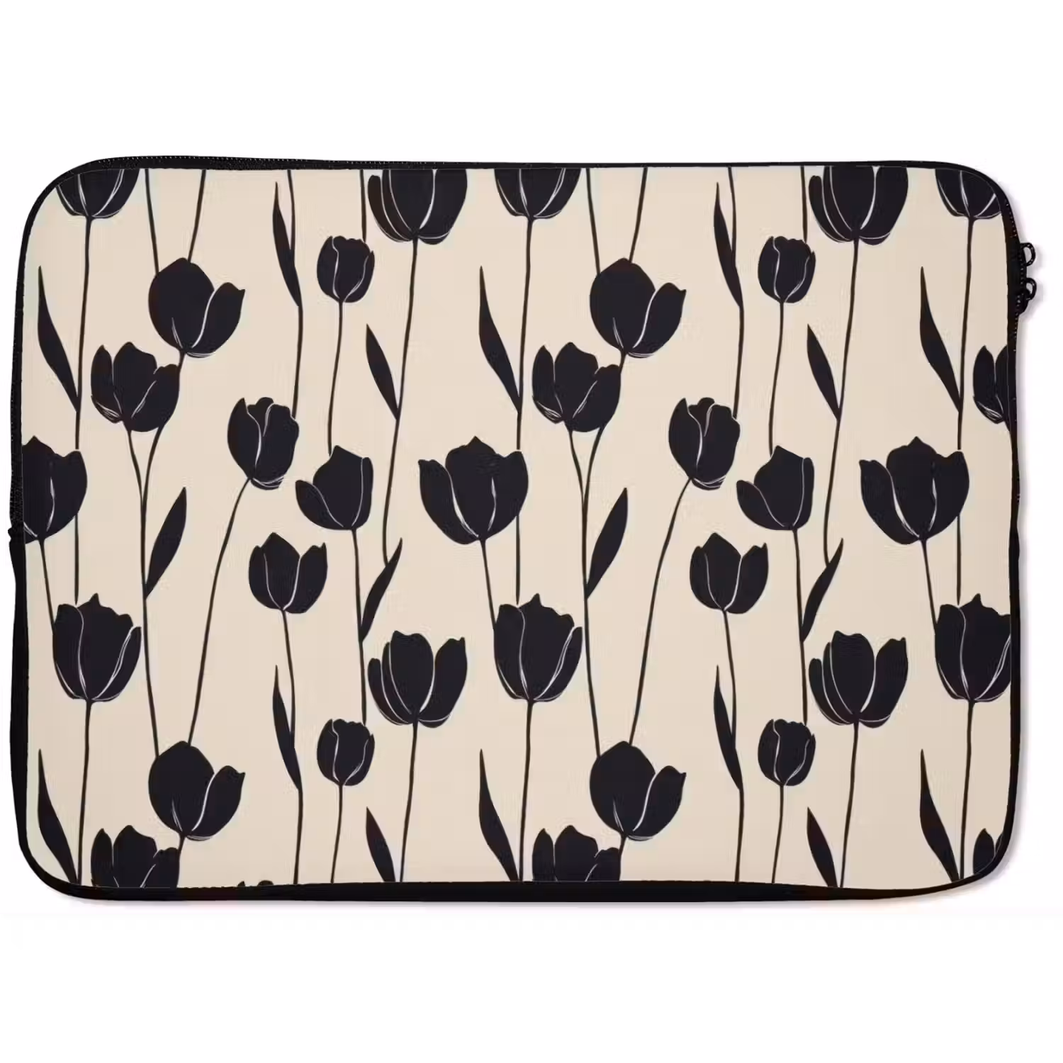 Tulpen - Patroon - Zwart laptophoes neopreen klein 279 -zkaufland3dotto