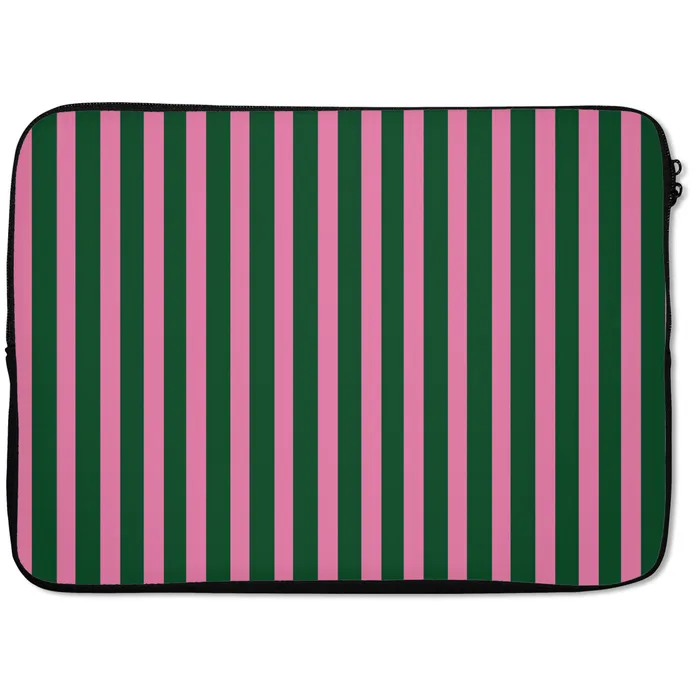 Verticale strepen - Groen - Roze laptophoes neopreen klein 279 -zkaufland3dotto