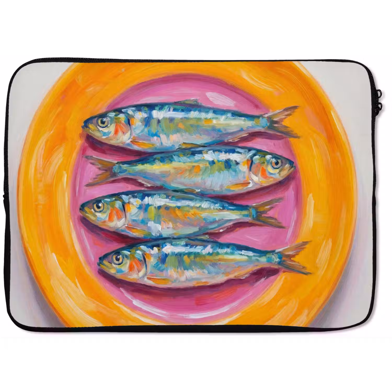 Vis - Vier - Eten - Modern - Kleurrijk laptophoes neopreen klein -zkaufland3dotto