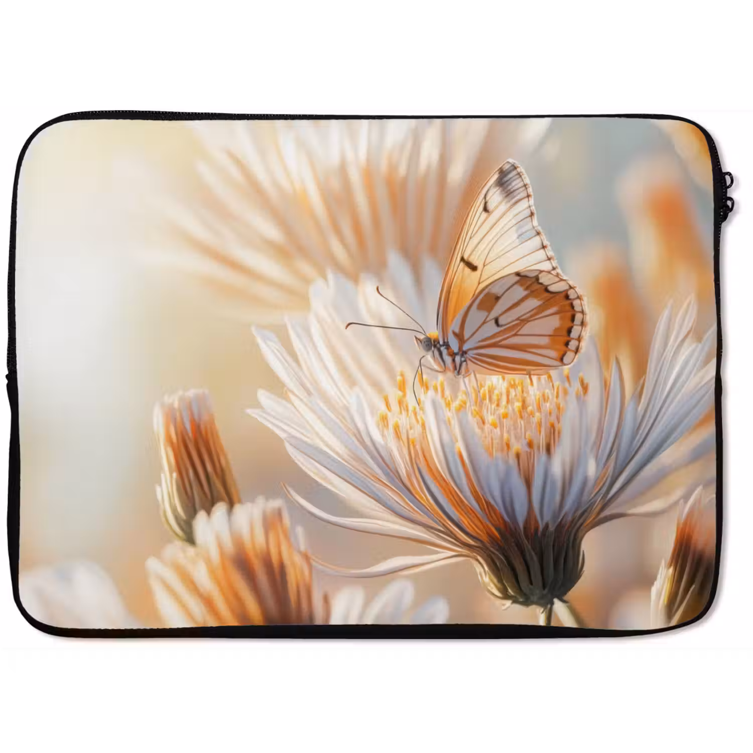 Vlinder - Bloem - Oranje laptophoes neopreen klein -zkaufland3dotto