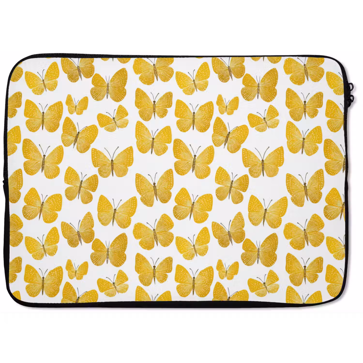 Vlinders - Botanisch - Illustratie - Geel - Wit laptophoes neopreen klein 279 -zkaufland3dotto