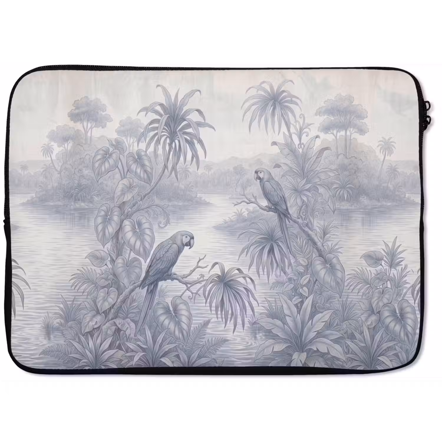 Vogel - Rivier - Tropisch - Illustratie - Blauw laptophoes neopreen klein -zkaufland3dotto