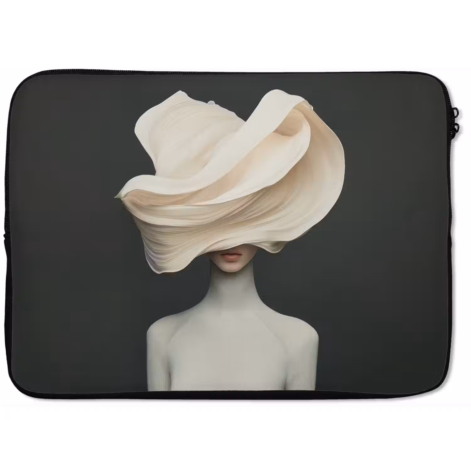 Vrouw - Beige - hoed laptophoes neopreen klein -zkaufland3dotto