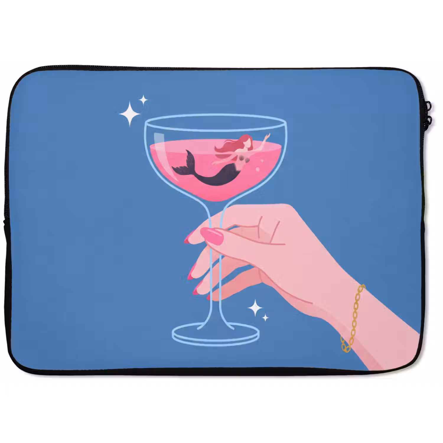 Vrouw - Glas - Abstract - Roze - Blauw laptophoes neopreen klein -zkaufland3dotto