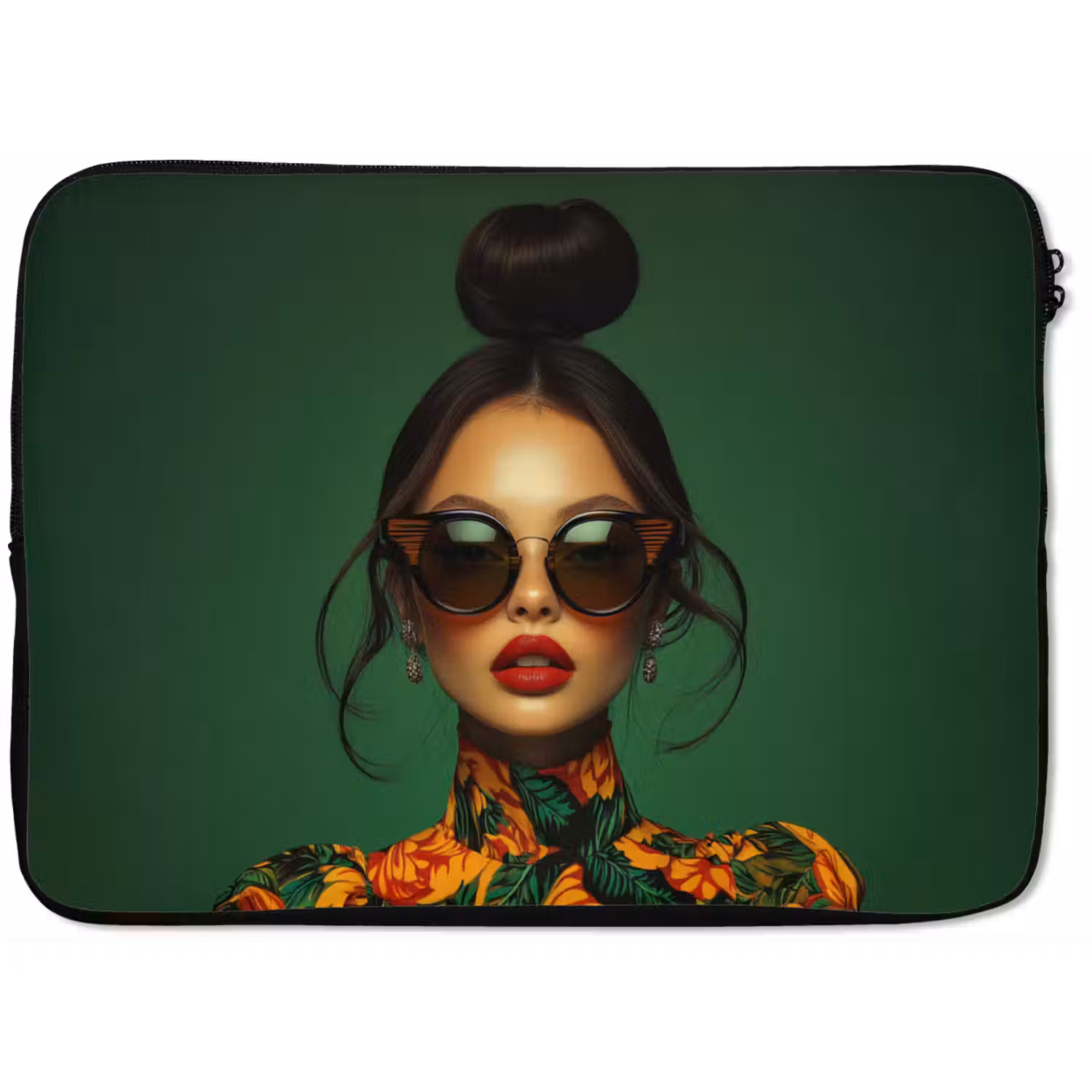Vrouw - Groen - Modern - Bril - Abstract laptophoes neopreen klein -zkaufland3dotto
