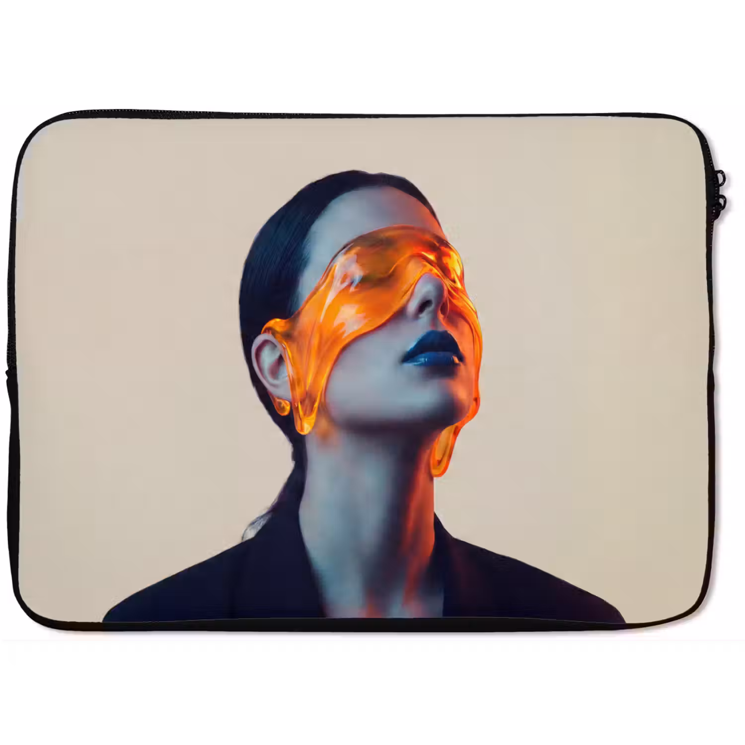 Vrouw - Oranje - Abstract - Modern - Kleurrijk laptophoes neopreen klein -zkaufland3dotto