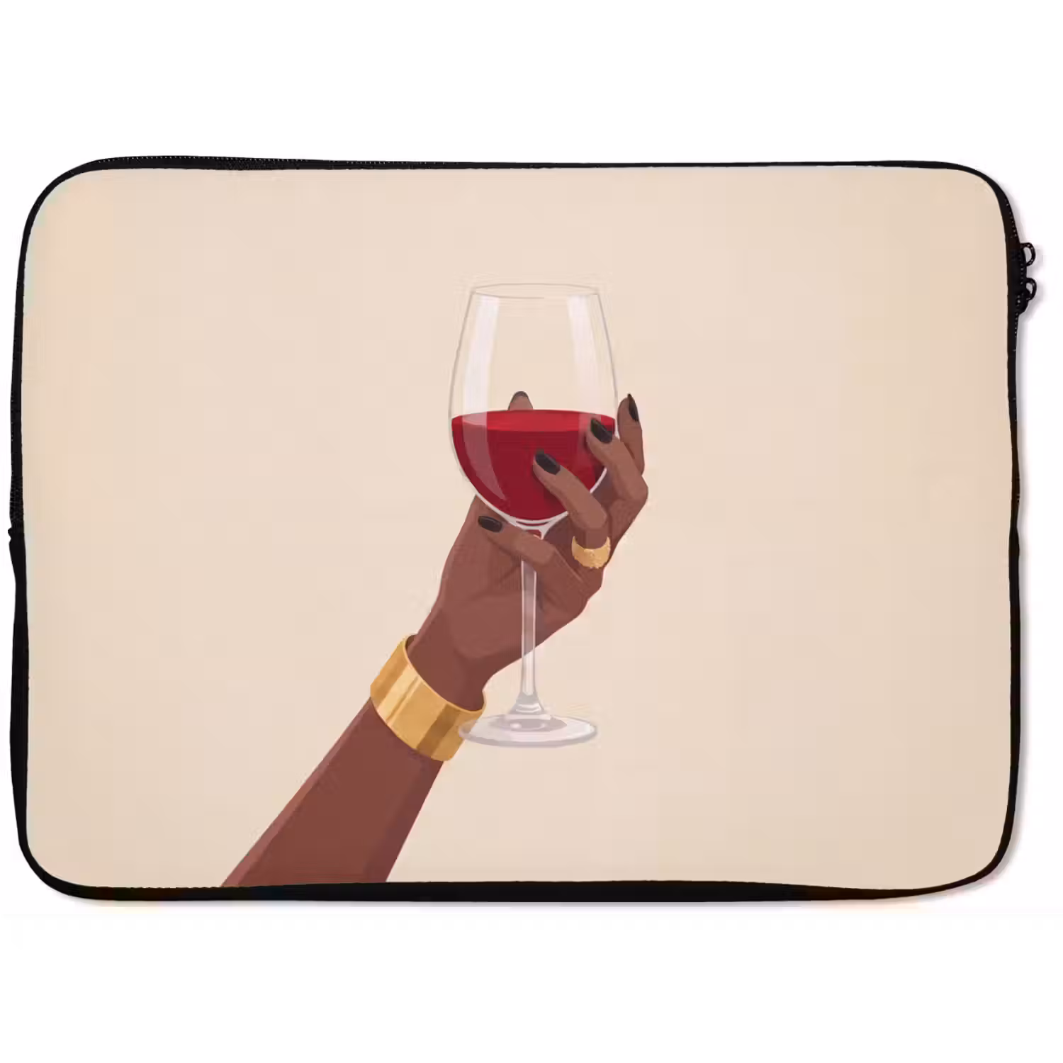 Vrouw - Wijn - Glas - Illustratie - Rood laptophoes neopreen klein -zkaufland3dotto