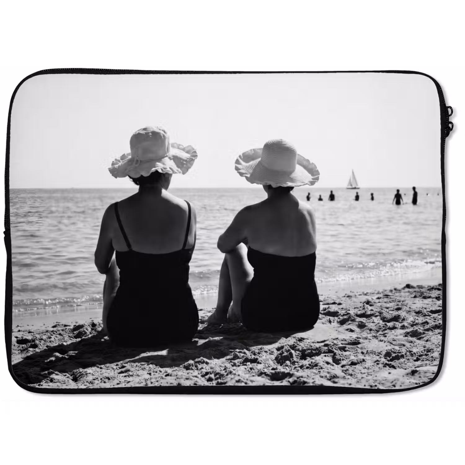 Vrouwen - Zonnehoed - Strand - Zwart - Wit laptophoes neopreen klein -zkaufland3dotto