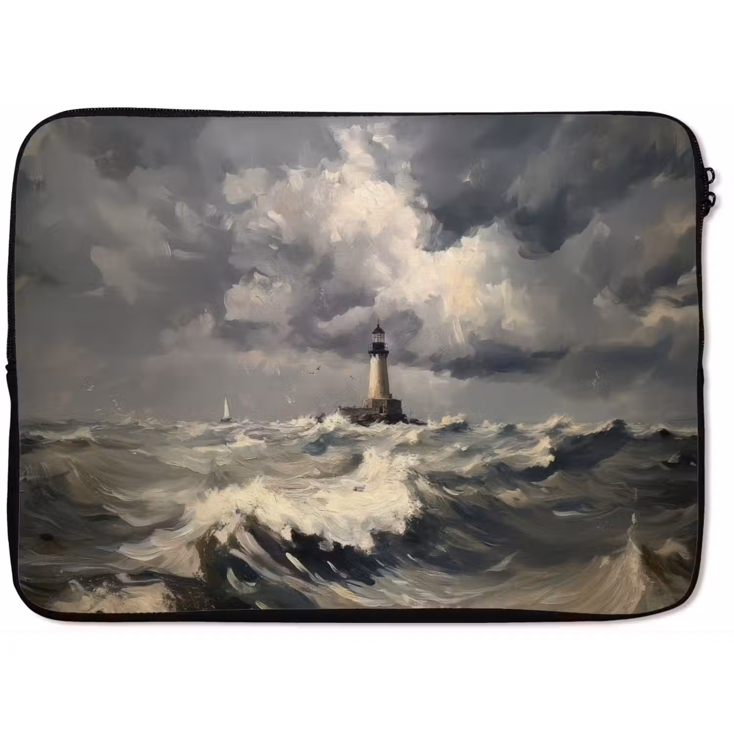 Vuurtoren - Golven - Storm laptophoes neopreen klein -zkaufland3dotto