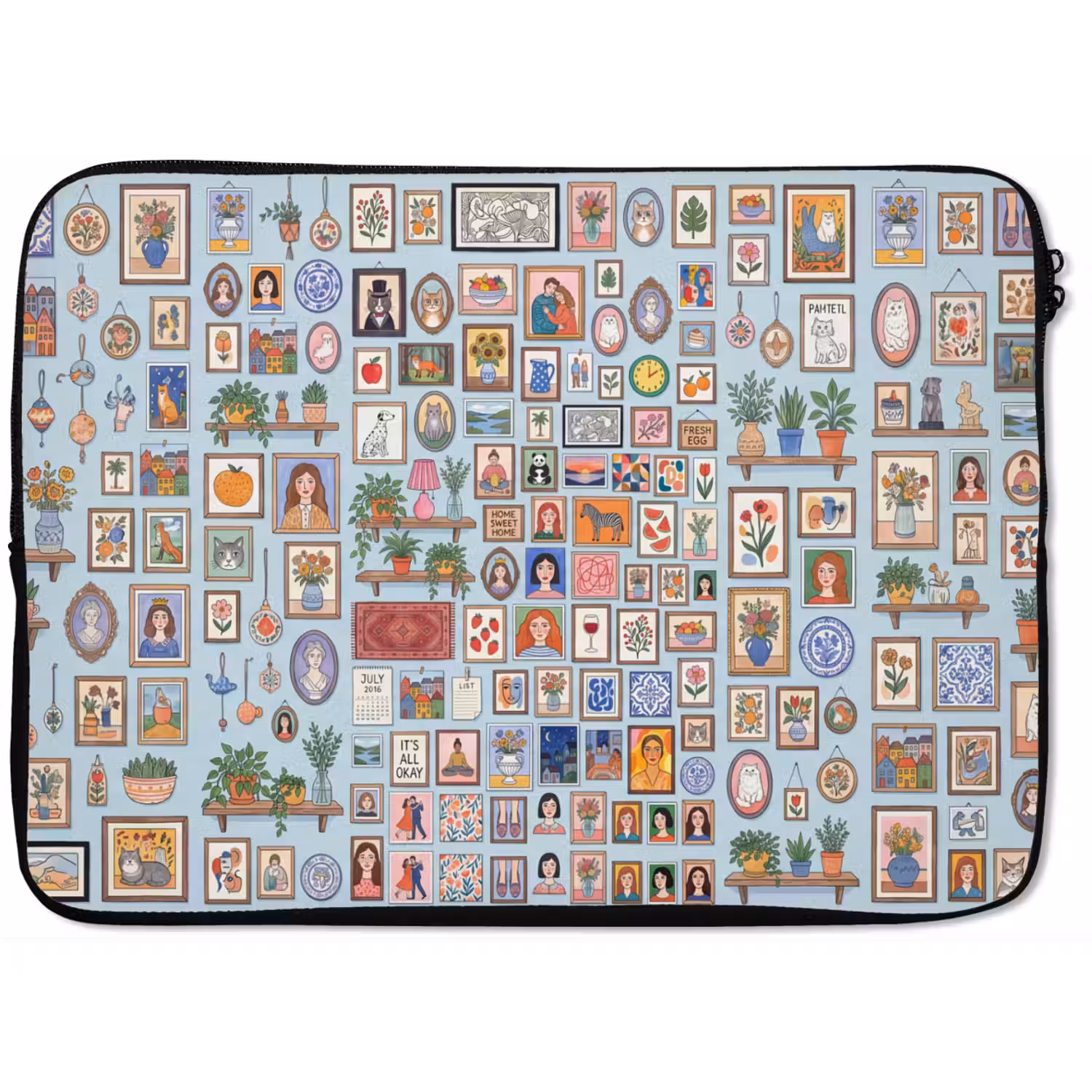 Wanddecoratie - Collectie - Huis - Illustratief - Kleurrijk laptophoes neopreen klein -zkaufland3dotto