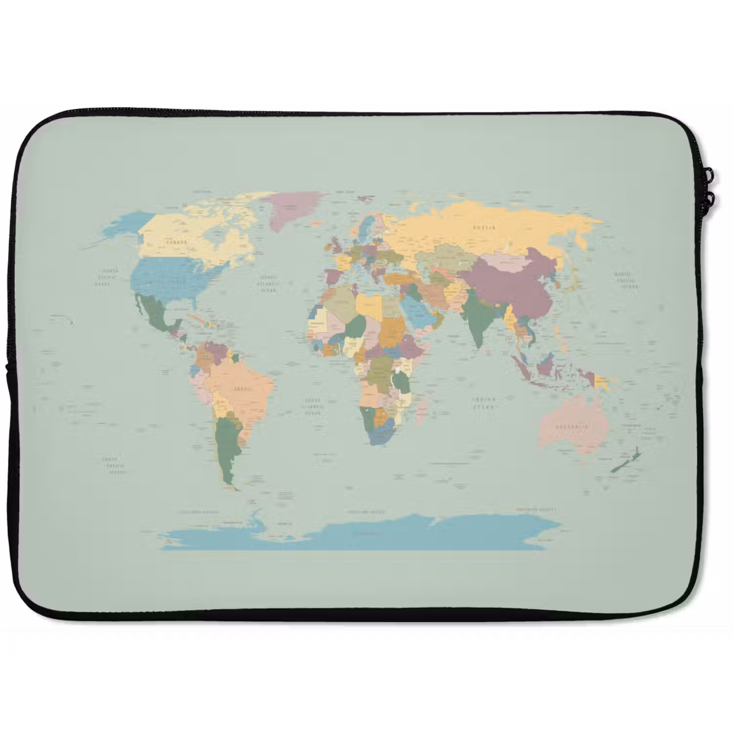 Wereldkaart - Realistisch - Kaart laptophoes neopreen klein -zkaufland3dotto