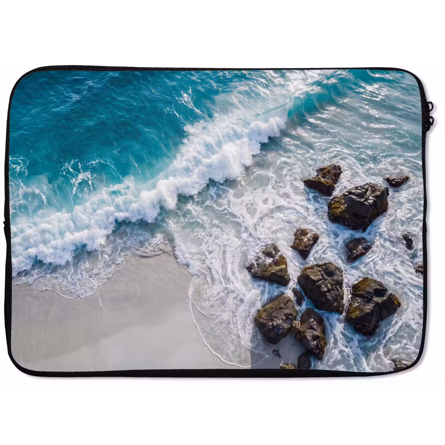 Zee - Golf - Strand - Natuur - Blauw laptophoes neopreen klein -zkaufland3dotto