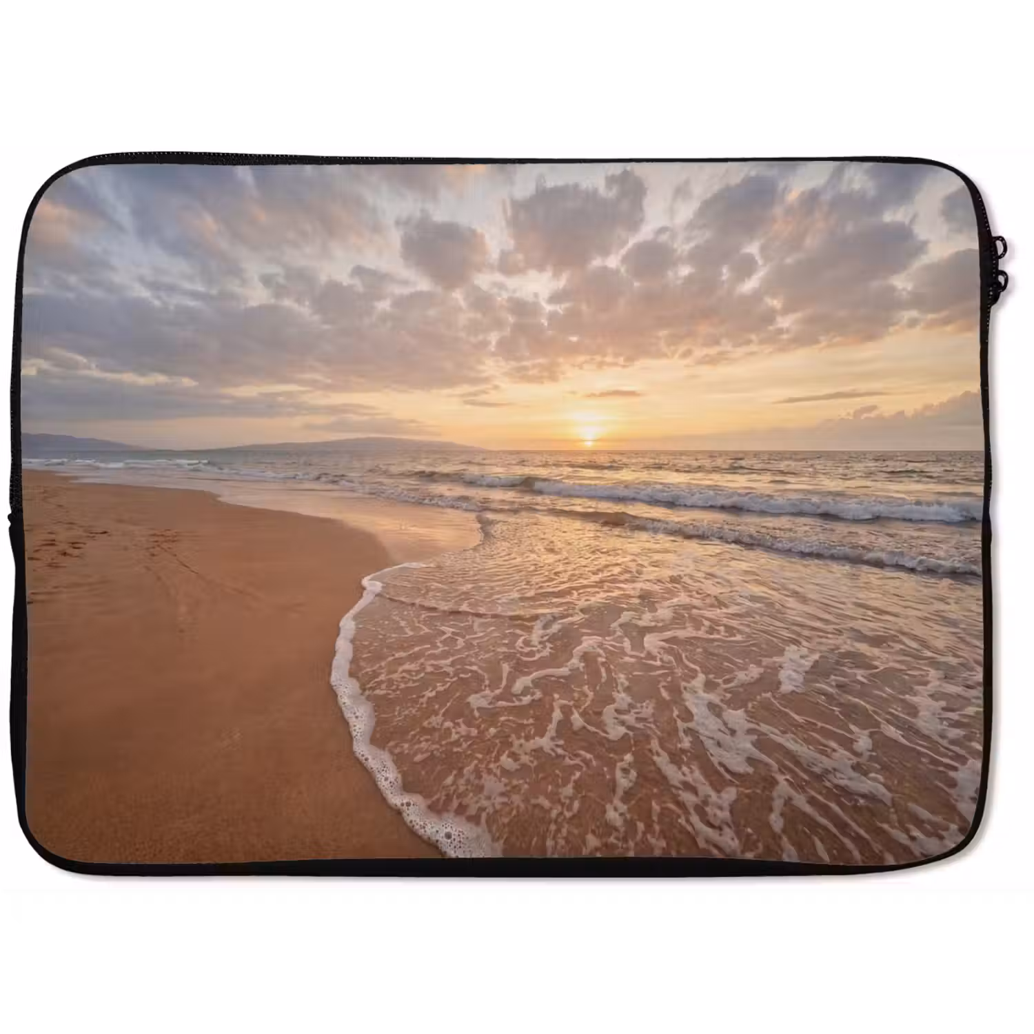 Zee - Kustlijn - Wolken - Landschap - Oranje laptophoes neopreen klein -zkaufland3dotto
