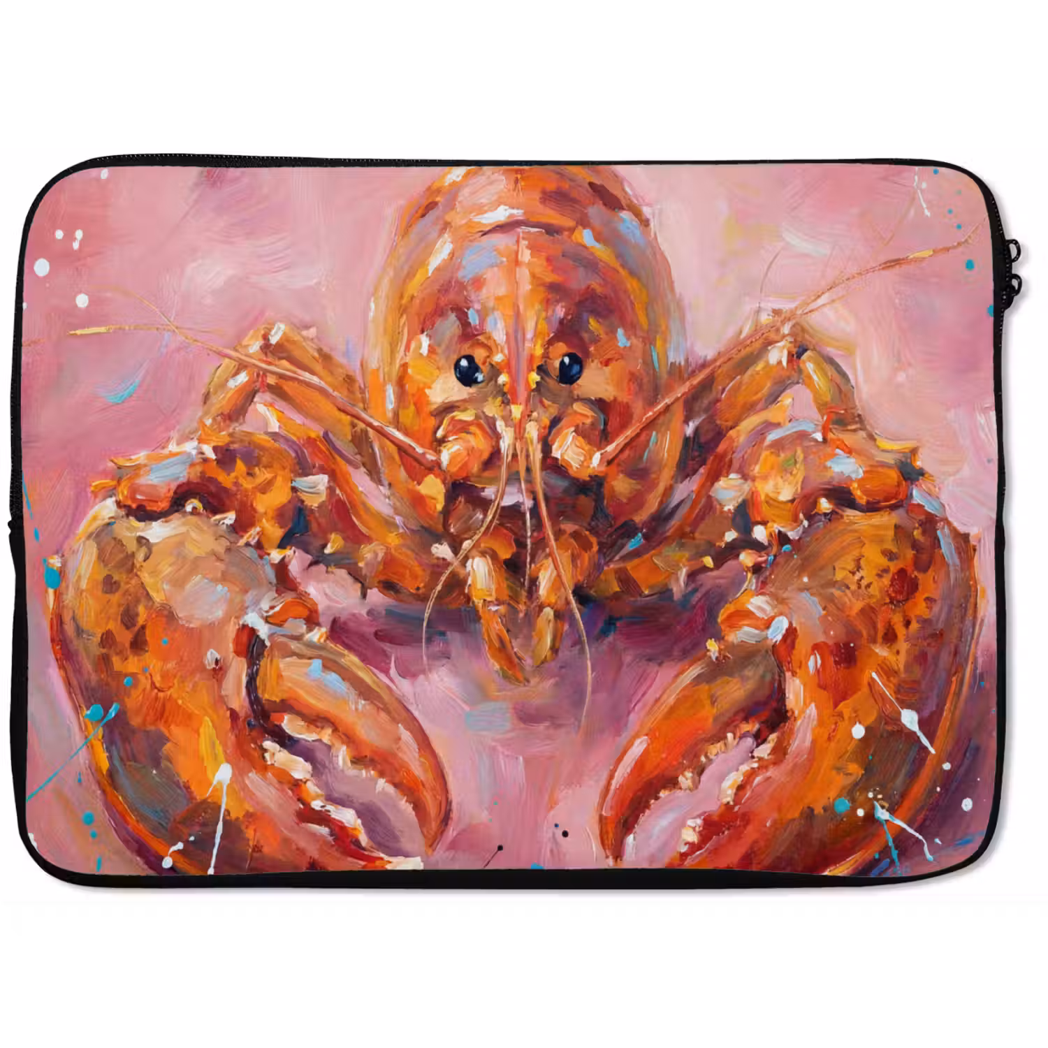 Zeeleven - Kreeft - Spatters - Abstract - Roze laptophoes neopreen klein -zkaufland3dotto