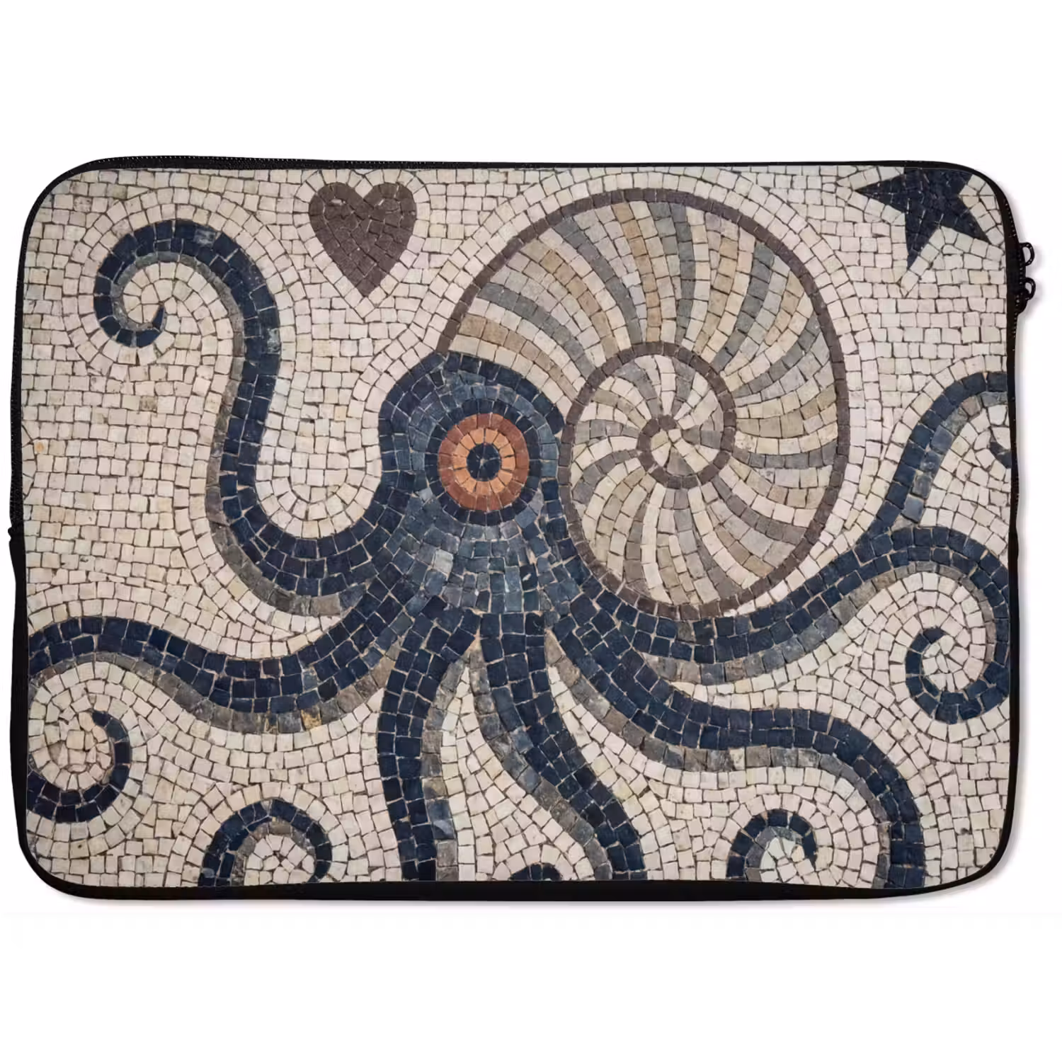 Zeeleven - Mozaïek - Kunst - Vintage - Beige laptophoes neopreen klein -zkaufland3dotto