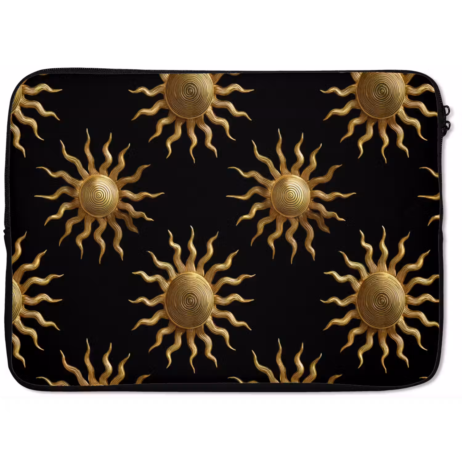 Zon - Patroon - Luxe - Goud - Zwart laptophoes neopreen klein 279 -zkaufland3dotto