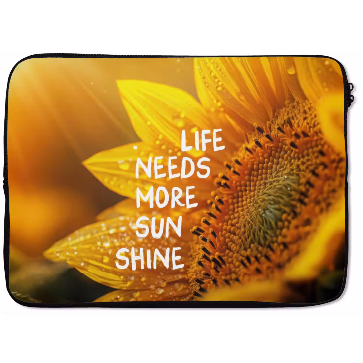 Zonnebloem - Close up - Geel - Quote laptophoes neopreen klein -zkaufland3dotto