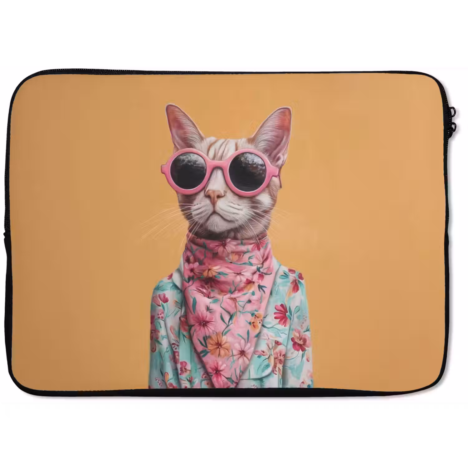 Zonnebril - Kat - Sjaal - Bloemen laptophoes neopreen klein -zkaufland3dotto