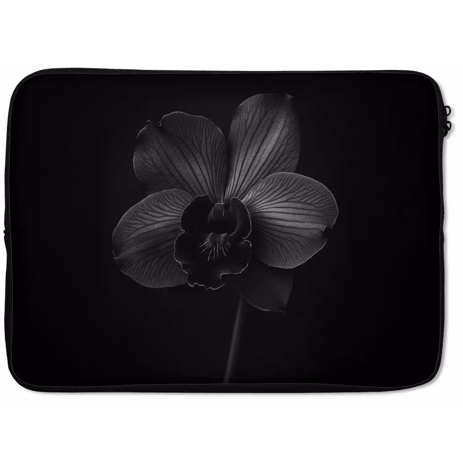 Zwart - Bloem - Orchidee laptophoes neopreen klein -zkaufland3dotto