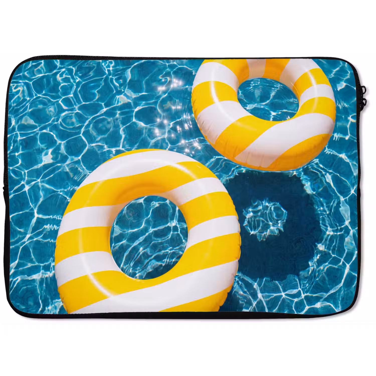 Zwembad - Zwembanden - Zomer - Geel - Blauw laptophoes neopreen klein -zkaufland3dotto