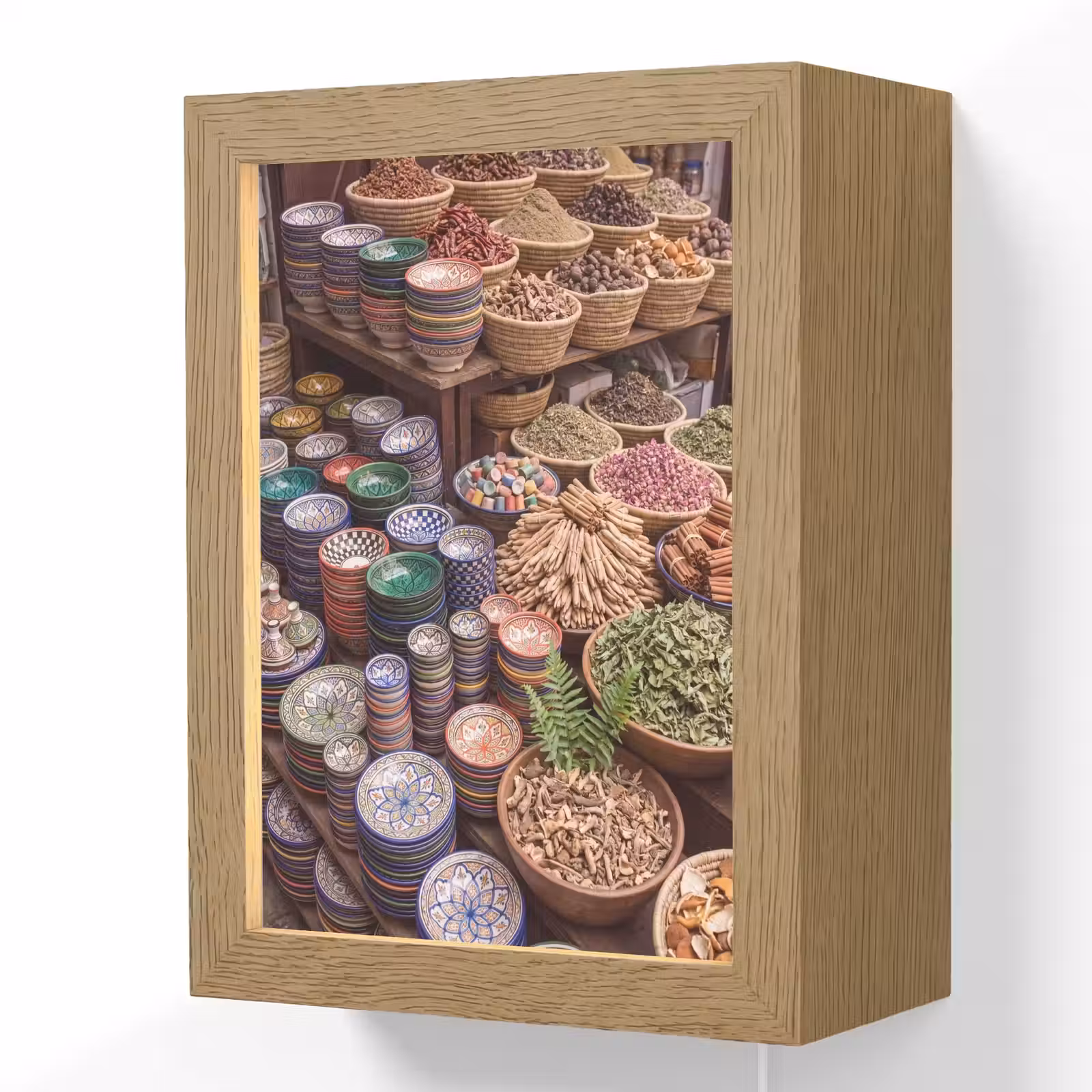 Lightbox - Wandlamp - Aardewerk - Oosters - Kleurrijk - Aardewerk - Oosters - Kleurrijk Light Box met kabel (Wandlamp) klein