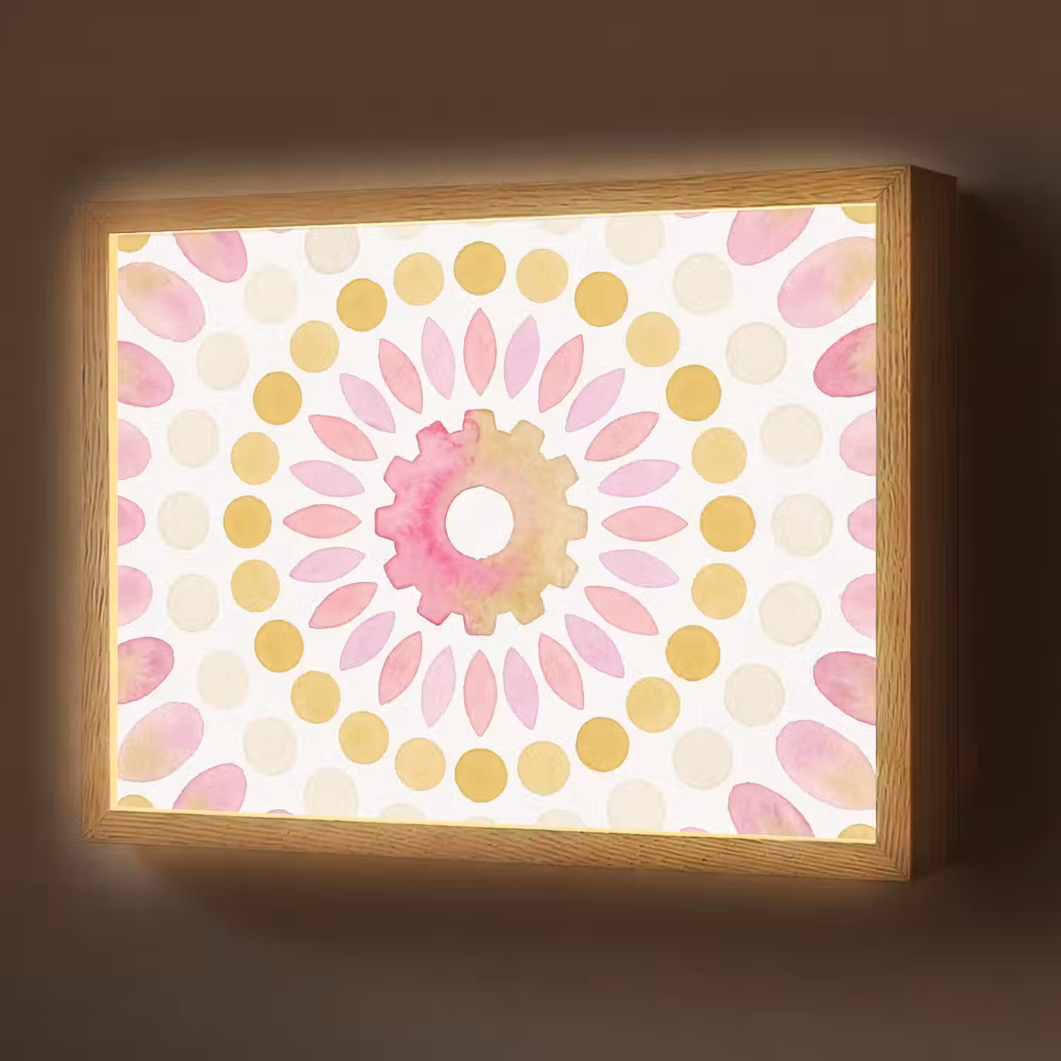 Abstract - Mandala - Kunst - Modern - Roze Light Box met batterij (Wandlamp) middel -z3d_website