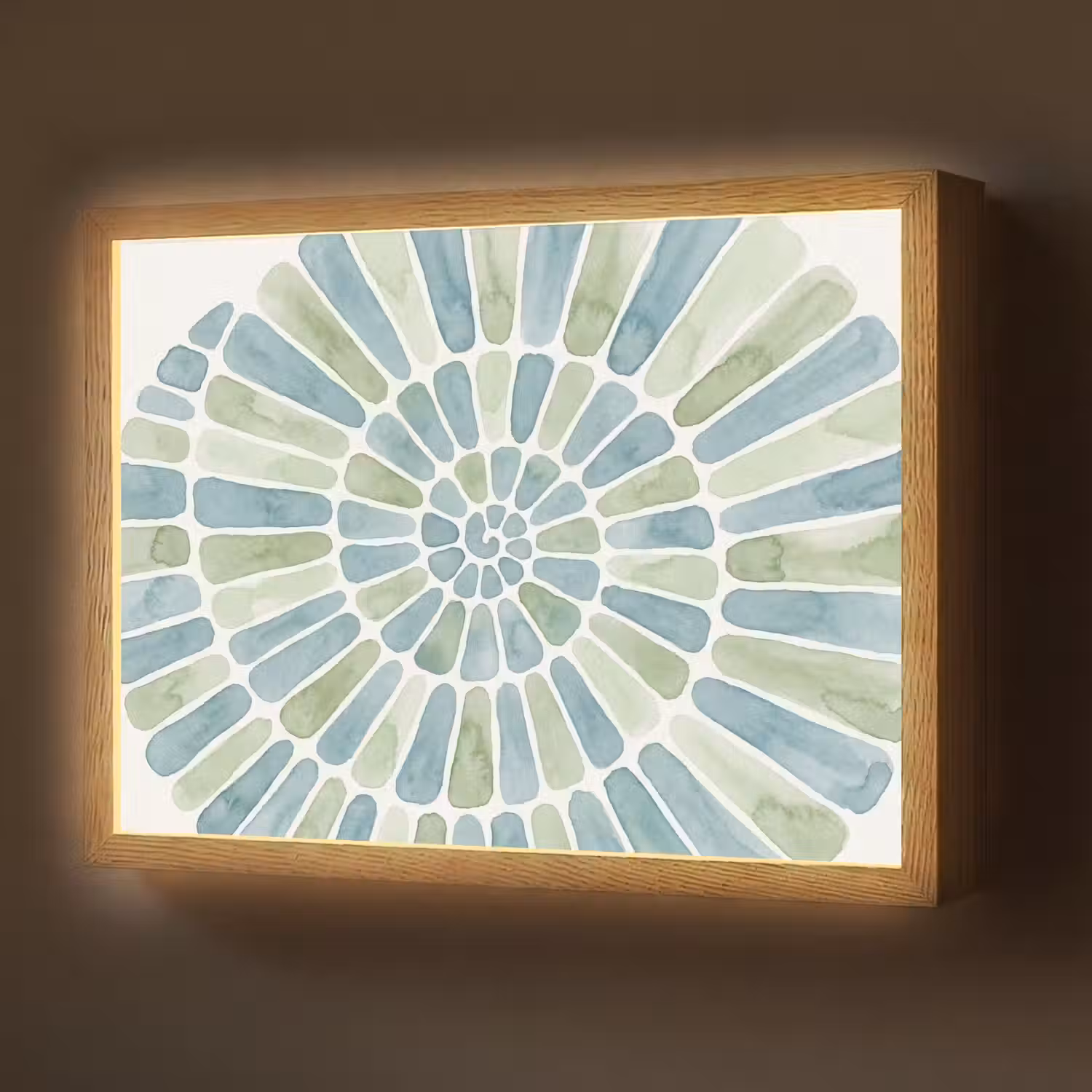 Abstract - Spiraal - Patroon - Modern - Blauw-Groen Light Box met batterij (Wandlamp) middel -z3d_website