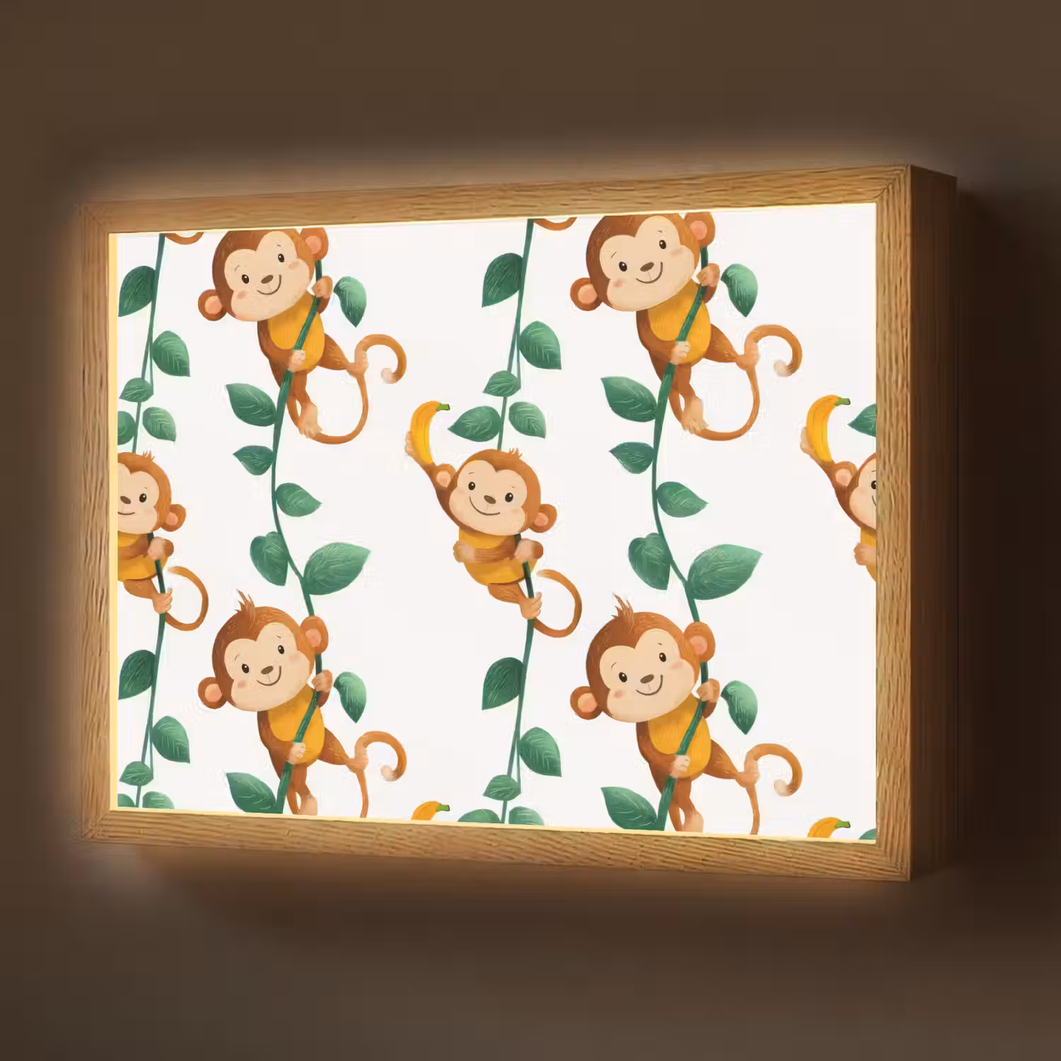 Apen - Lianen - Kleurrijk Light Box met batterij (Wandlamp) middel 907 -z3d_website