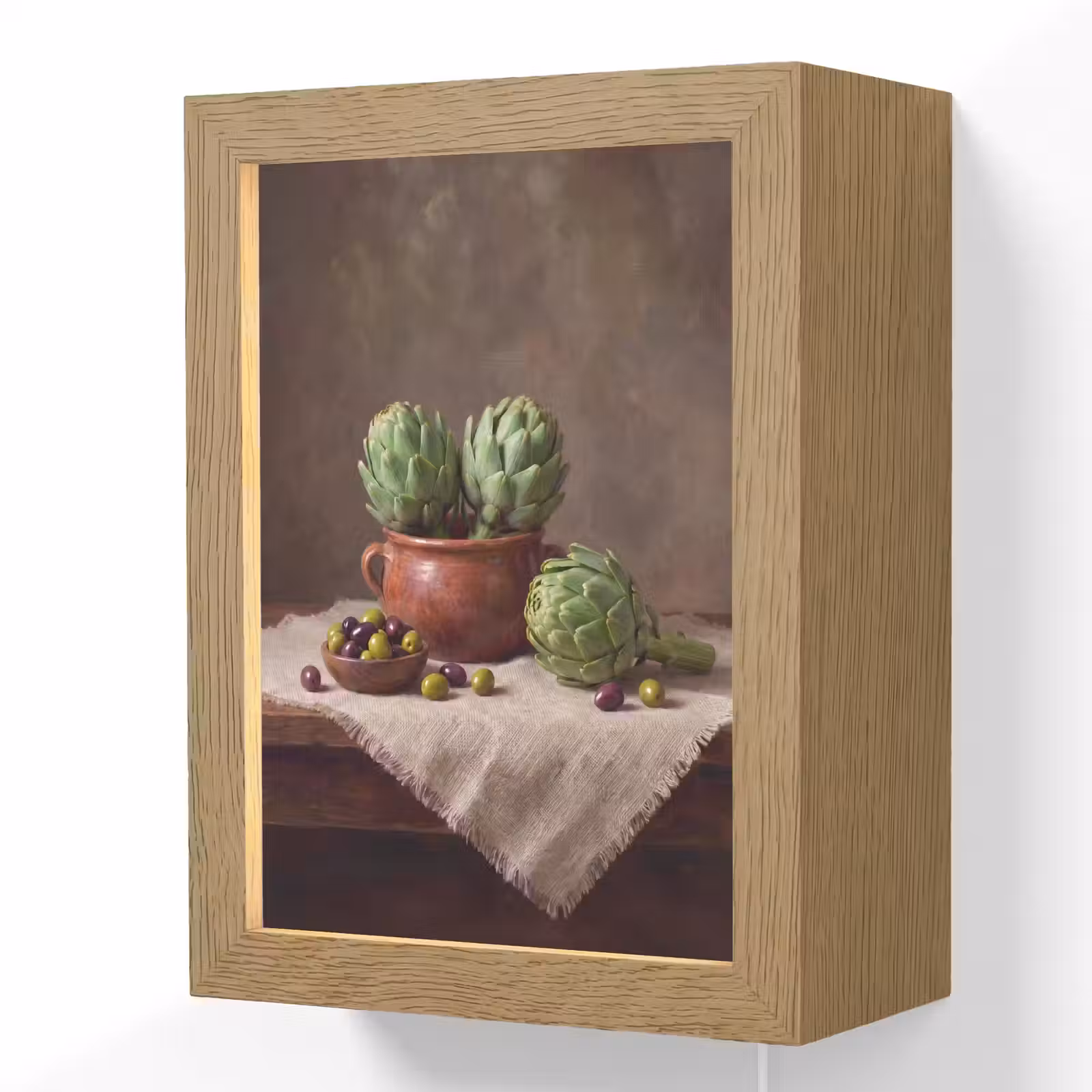 Lightbox - Wandlamp - Artisjokken - Olijven - Eten - Artisjokken - Olijven - Eten Light Box met kabel (Wandlamp) klein