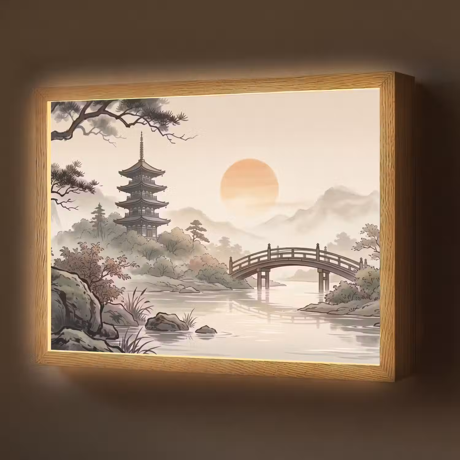 Azië - Landschap - Kleurrijk Light Box met batterij (Wandlamp) middel -z3d_website