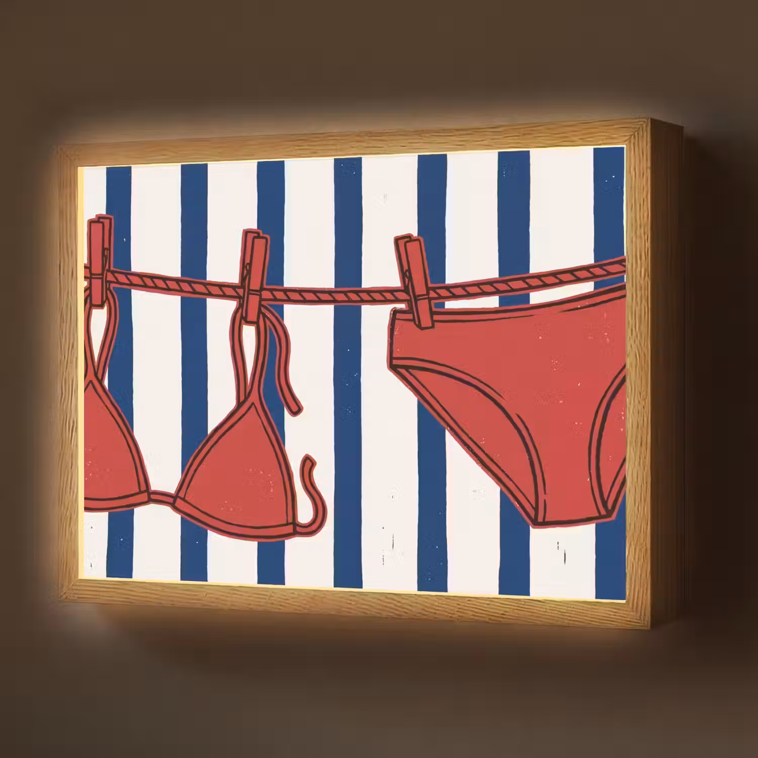 Badkleding - Waslijn - Zomer - Illustratie - Rood Light Box met batterij (Wandlamp) middel -z3d_website