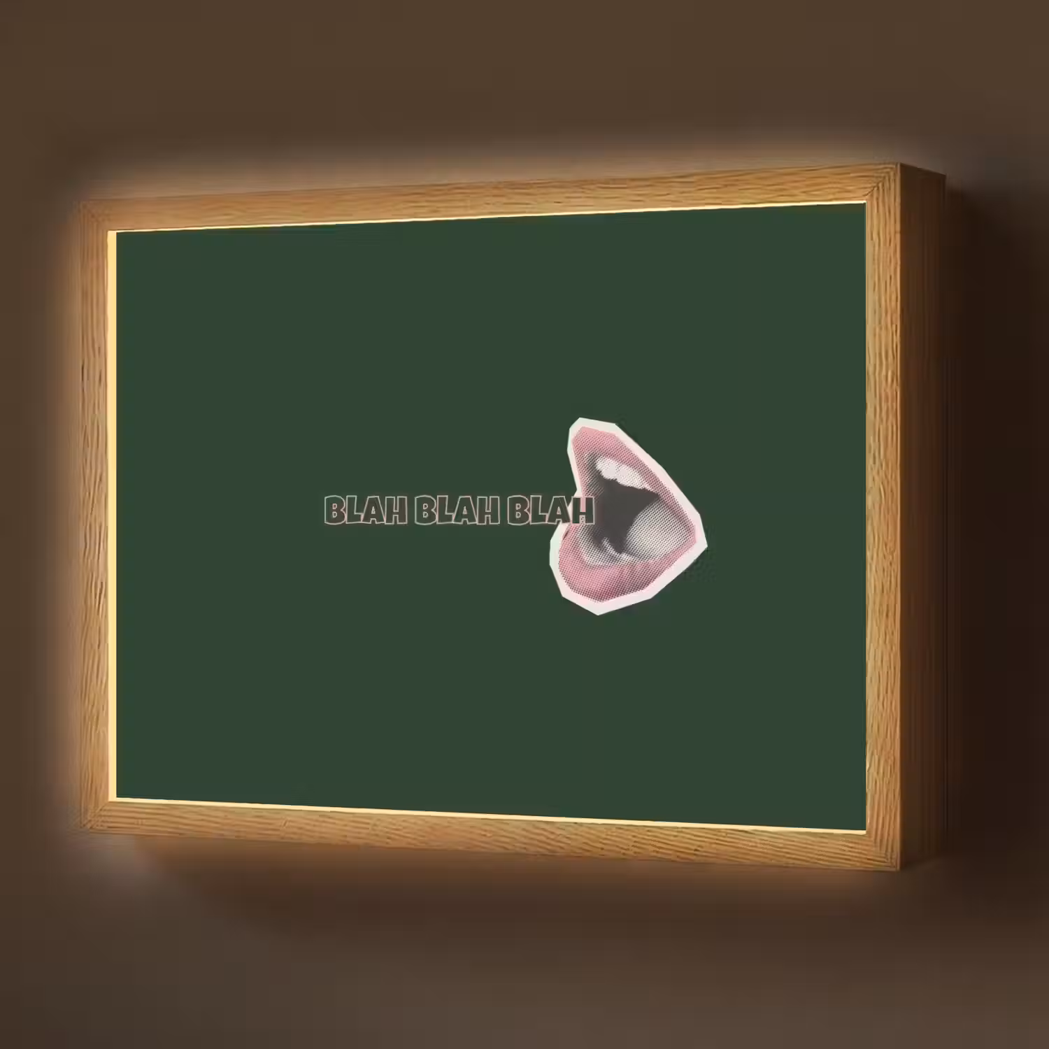 BLAH BLAH BLAH - Mond - Groen Light Box met batterij (Wandlamp) middel -z3d_website