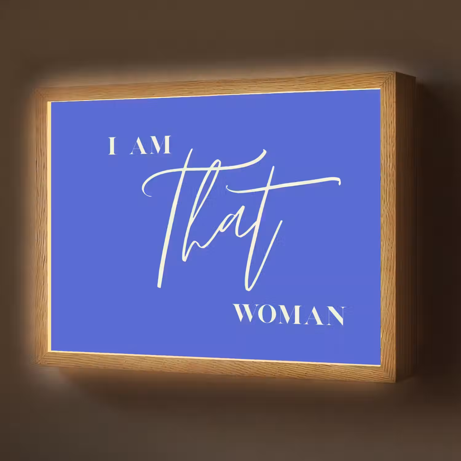 Blauw - I am that woman - Sierlijk - Minimalistisch Light Box met batterij (Wandlamp) middel -z3d_website