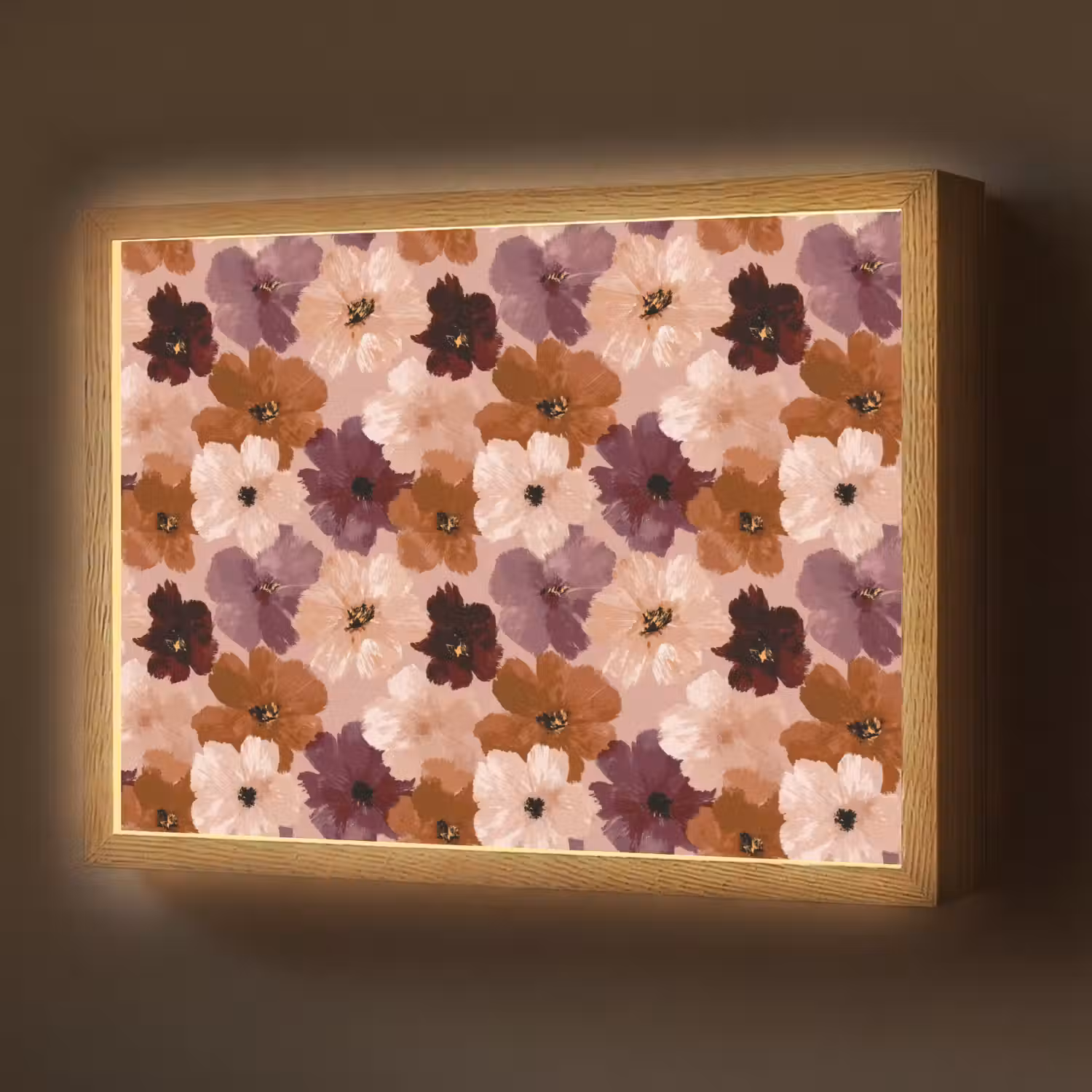 Bloemen - Abstract - Aardetinten Light Box met batterij (Wandlamp) middel 907 -z3d_website