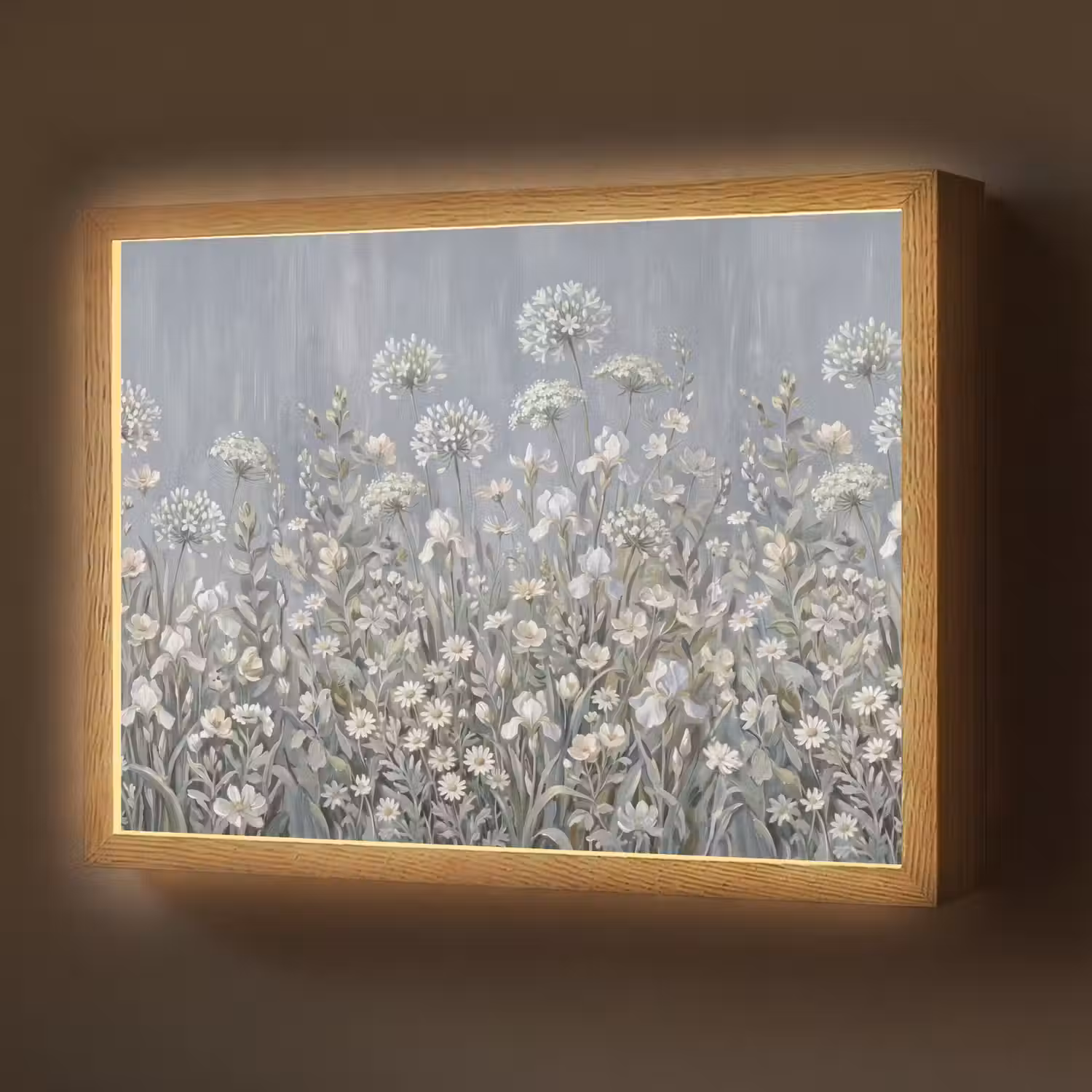 Bloemen - Botanisch - Blauw Light Box met batterij (Wandlamp) middel -z3d_website