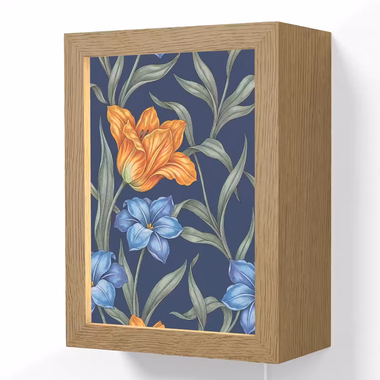 Lightbox - Wandlamp - Bloemen - Botanisch - Patroon - Bloemen - Botanisch - Patroon Light Box met kabel (Wandlamp) klein