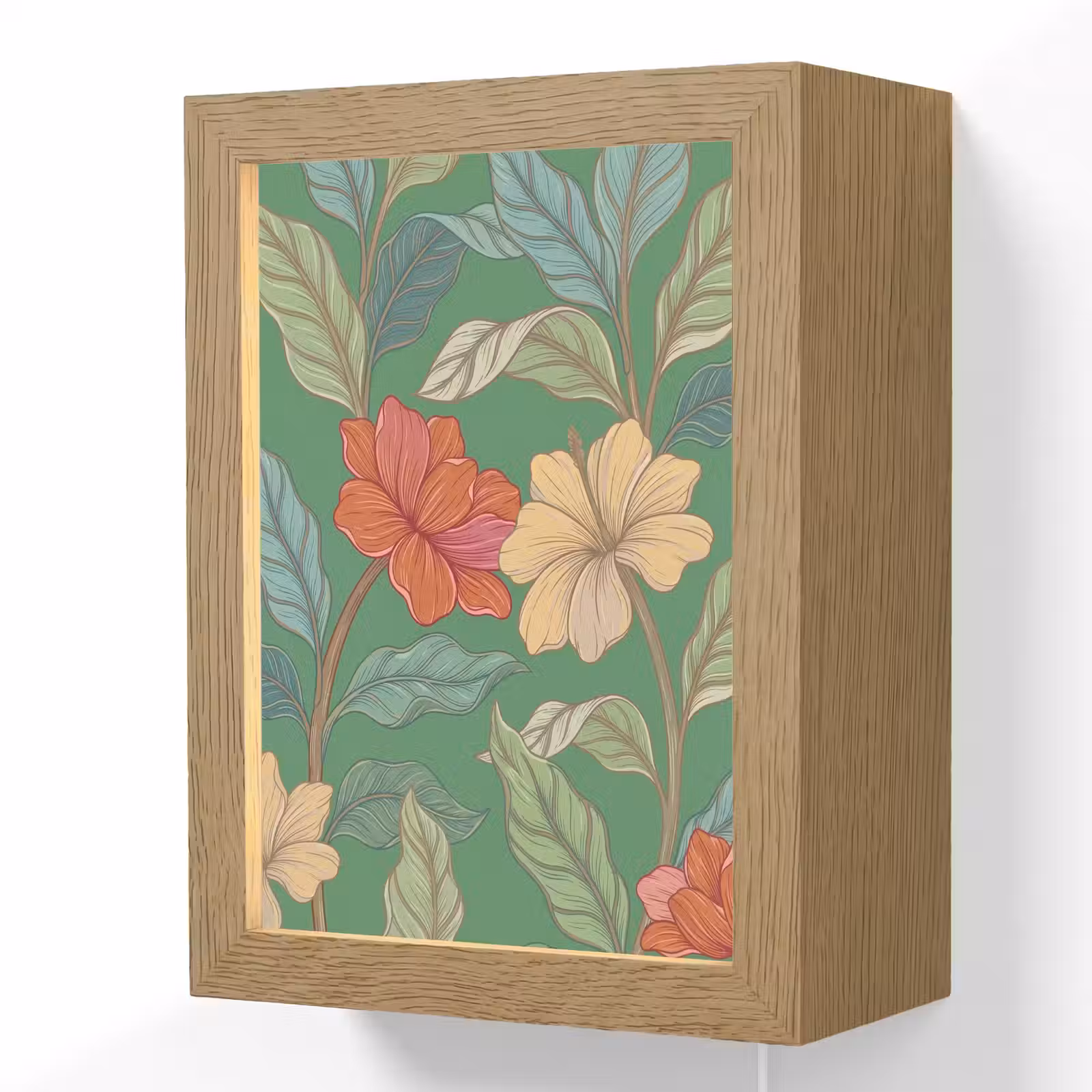 Lightbox - Wandlamp - Bloemen - Groen - Illustratie - Bloemen - Groen - Illustratie Light Box met kabel (Wandlamp) klein