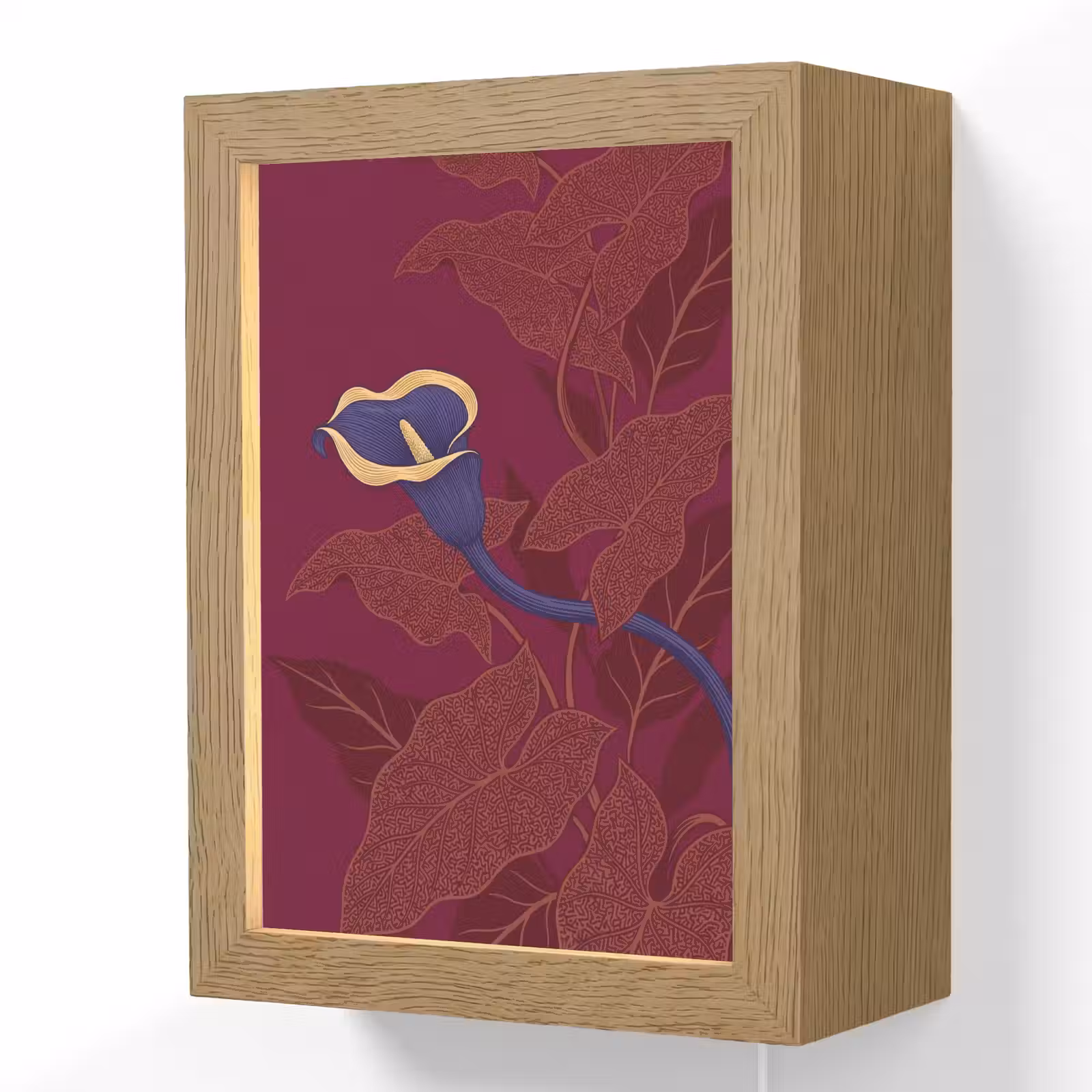 Lightbox - Wandlamp - Bloemen - Modern - Paars - Bloemen - Modern - Paars Light Box met kabel (Wandlamp) klein