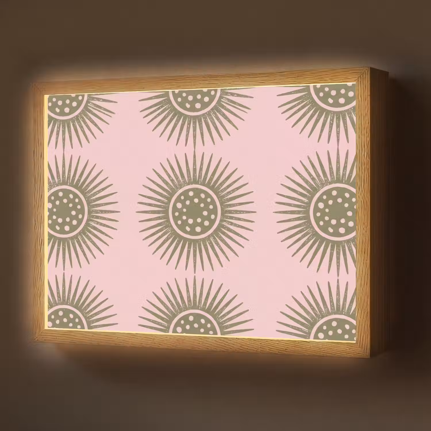 Bloemen - Patroon - Abstract - Roze - Groen Light Box met batterij (Wandlamp) middel -z3d_website