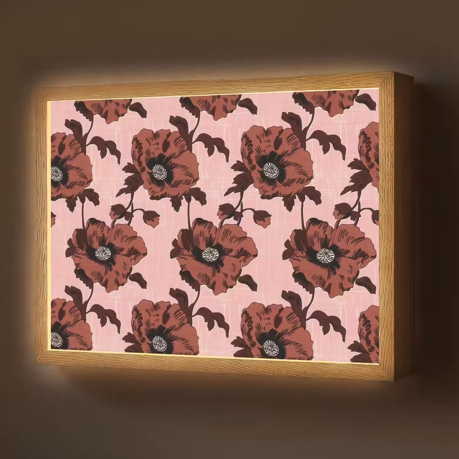 Bloemen - Retro - Rood Light Box met batterij (Wandlamp) middel 907 -z3d_website