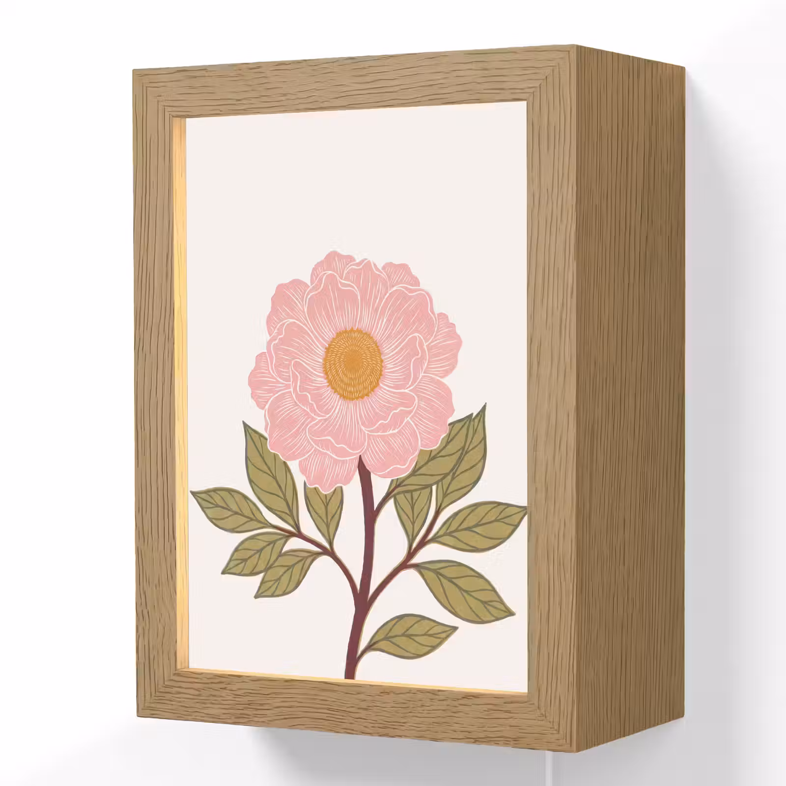 Lightbox - Wandlamp - Bloemen - Roze - Illustratie - Bloemen - Roze - Illustratie Light Box met kabel (Wandlamp) klein