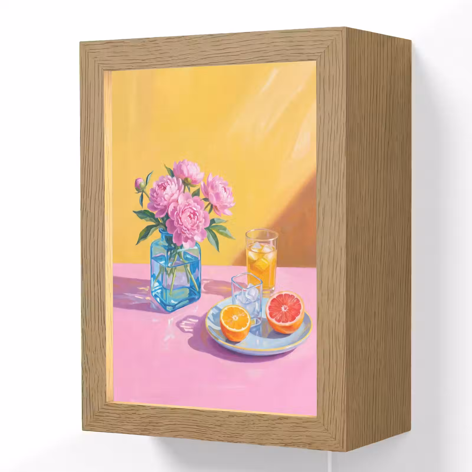 Lightbox - Wandlamp - Bloemen - Roze - Modern - Bloemen - Roze - Modern Light Box met kabel (Wandlamp) klein