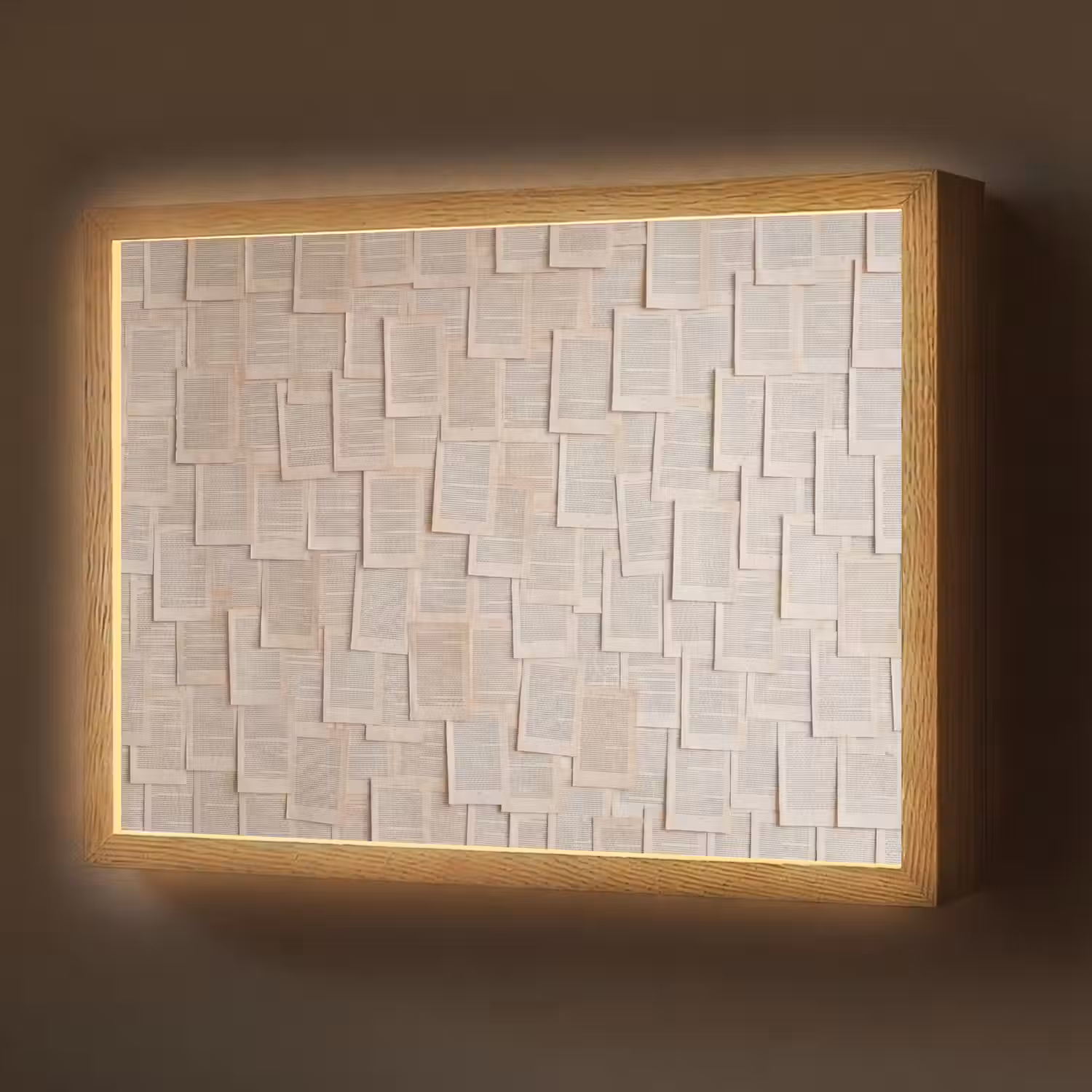 Boekpagina - Collage - Literatuur - Vintage - Beige Light Box met batterij (Wandlamp) middel -z3d_website