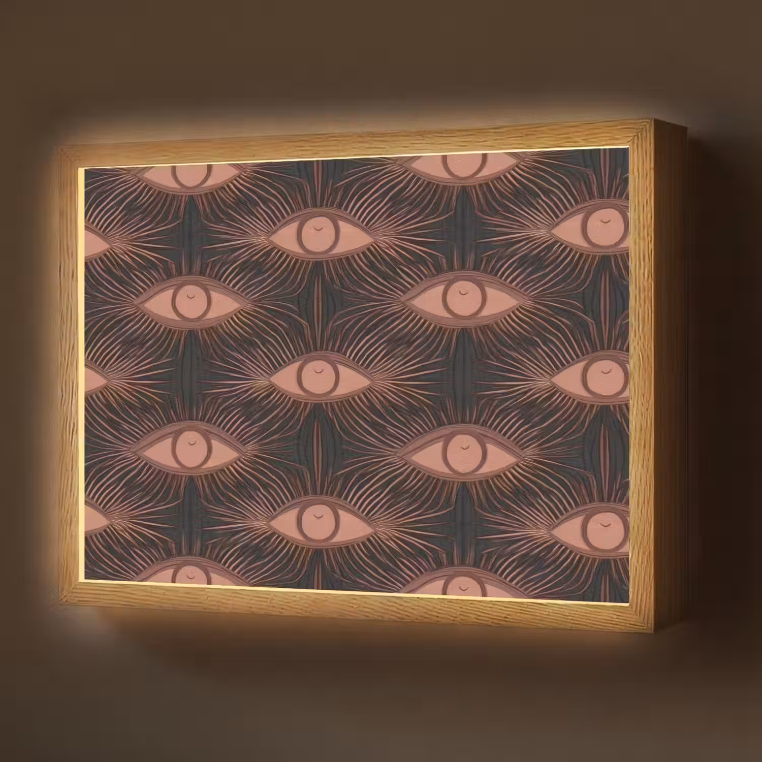 Boheems - Oog - Bruin Light Box met batterij (Wandlamp) middel 907 -z3d_website