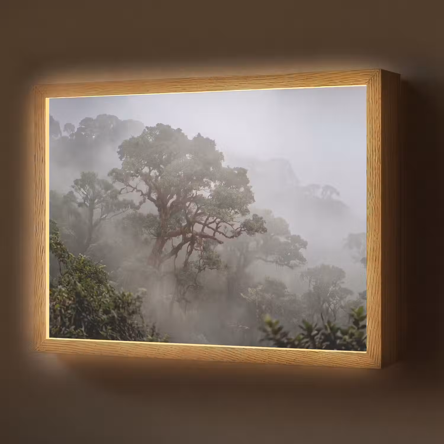 Boom - Mistig - Bos - Groen - Natuur Light Box met batterij (Wandlamp) middel -z3d_website