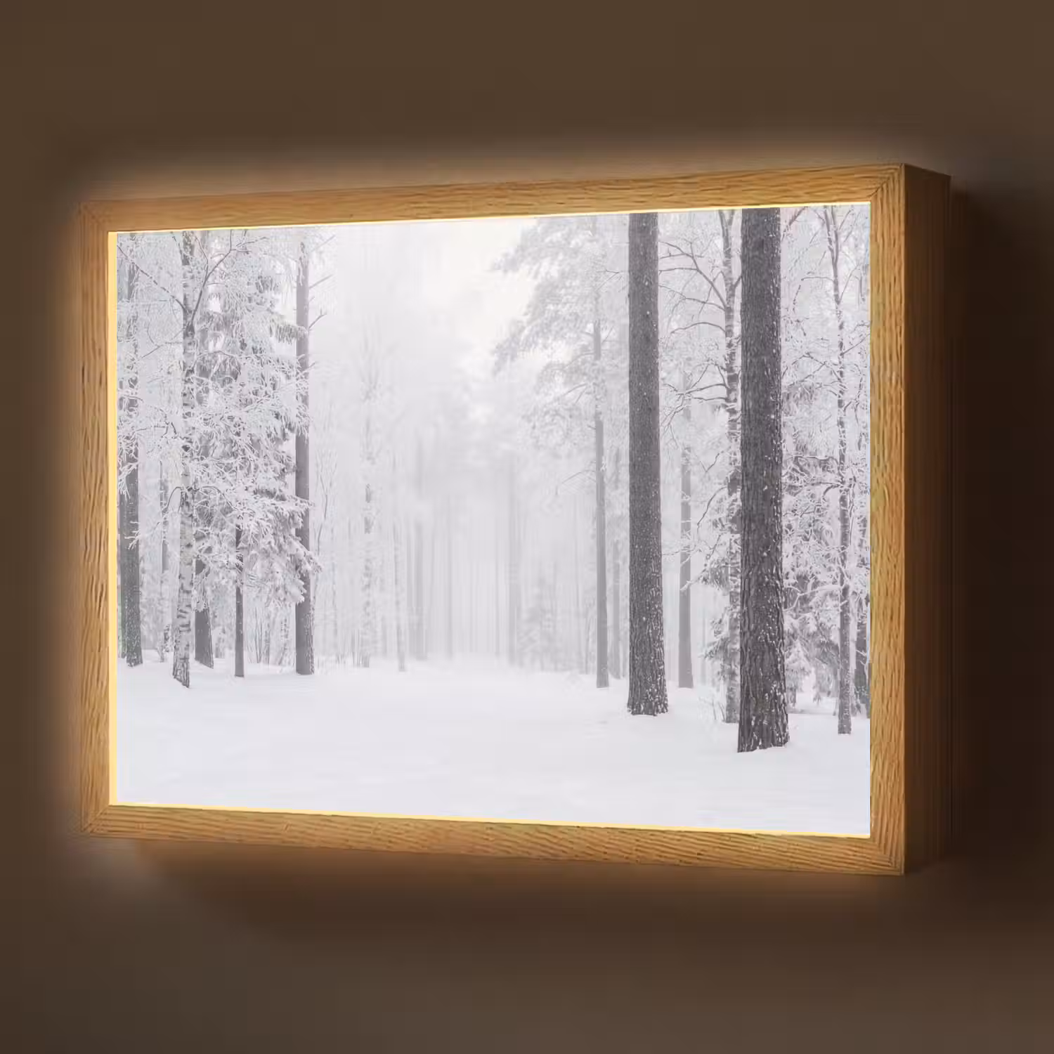 Bos - Sneeuw - Pad - Winter - Stilte Light Box met batterij (Wandlamp) middel -z3d_website