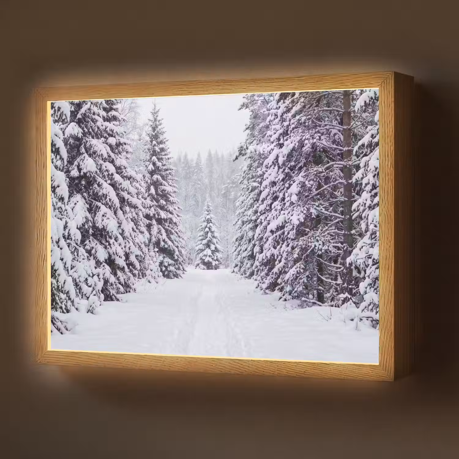 Bos - Winter - Sneeuw - Pad - Natuur Light Box met batterij (Wandlamp) middel -z3d_website