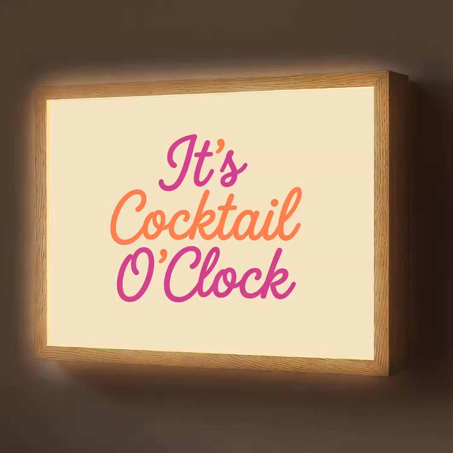 Cocktail O'Clock - Geel - Retro Light Box met batterij (Wandlamp) middel -z3d_website